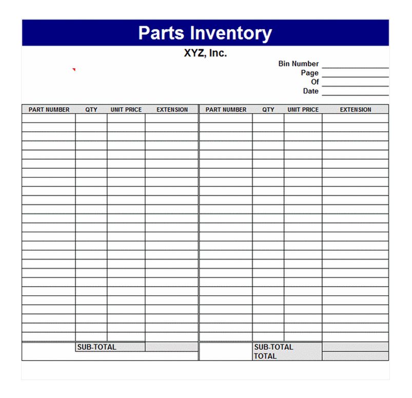 Inventory-Template-Parts-Inventory