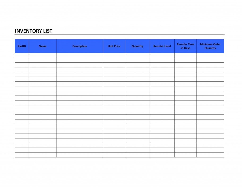 lists-Inventory-Templates