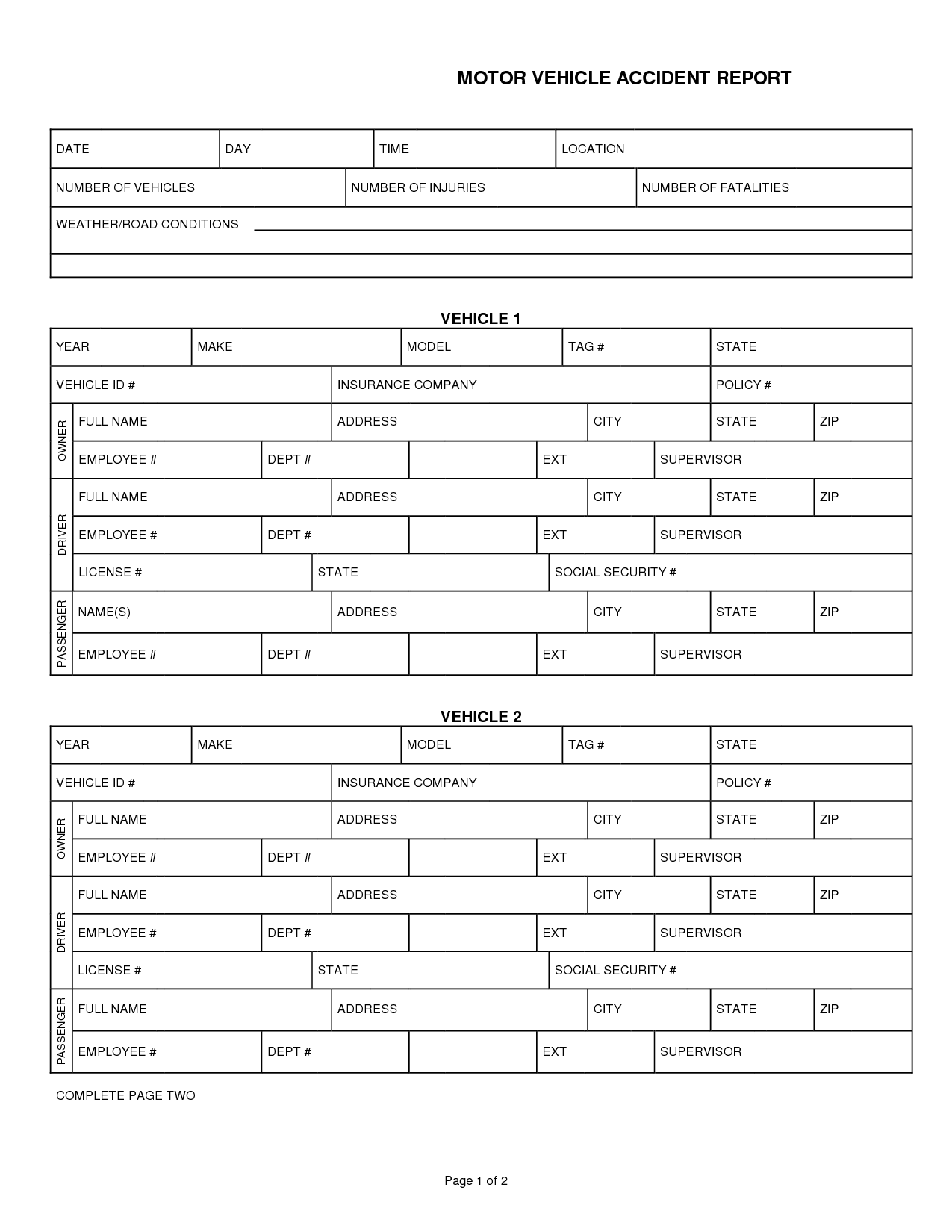 24+ Vehicle Accident Report Template 24 Templates Example Templates With Car Damage Report Template