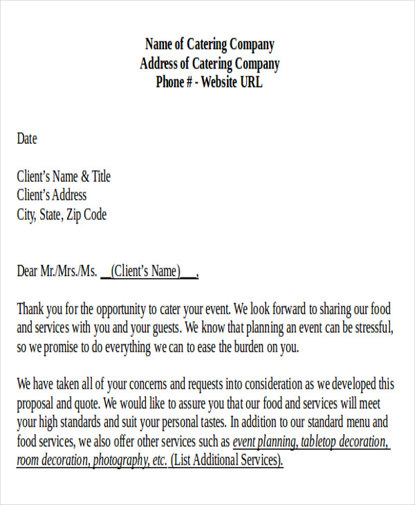 Catering Letter To Client from www.samplesdownloadblog.com