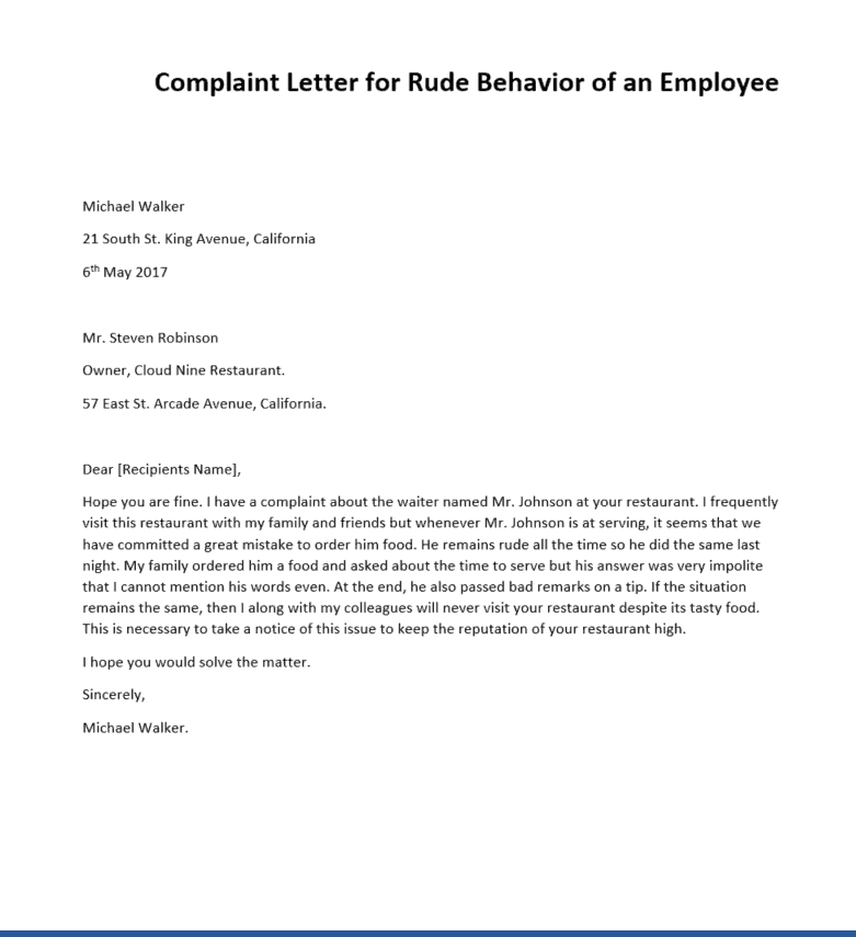 complaint-letter-for-rude-behavior-pdf
