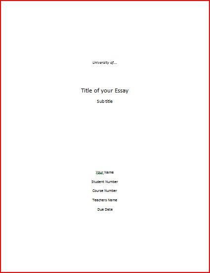 cover sheet for an essay