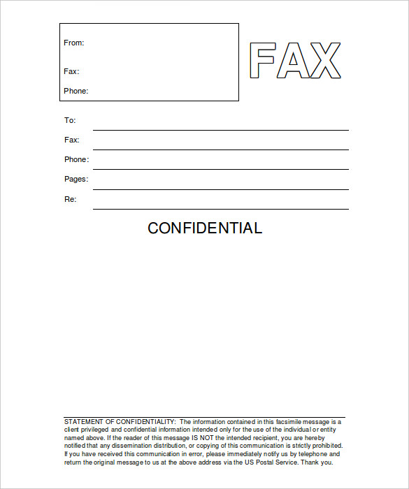 confidential fax cover sheet word format sampleprintable editable pdf doc